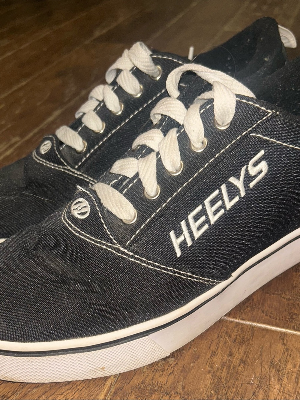 Heelys Black Canvas Lace-Up Sneakers with White Accents